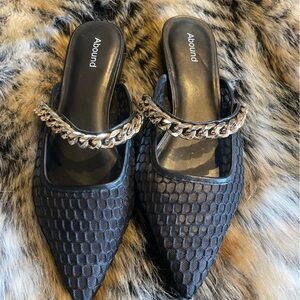 Black and gold mesh slides - new never worn